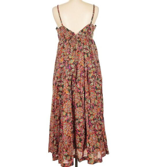 J. Crew 100% Cotton Tie Back Muted Multicolor Floral Sleeveless maxi Dress Sz 8 - Picture 5 of 11